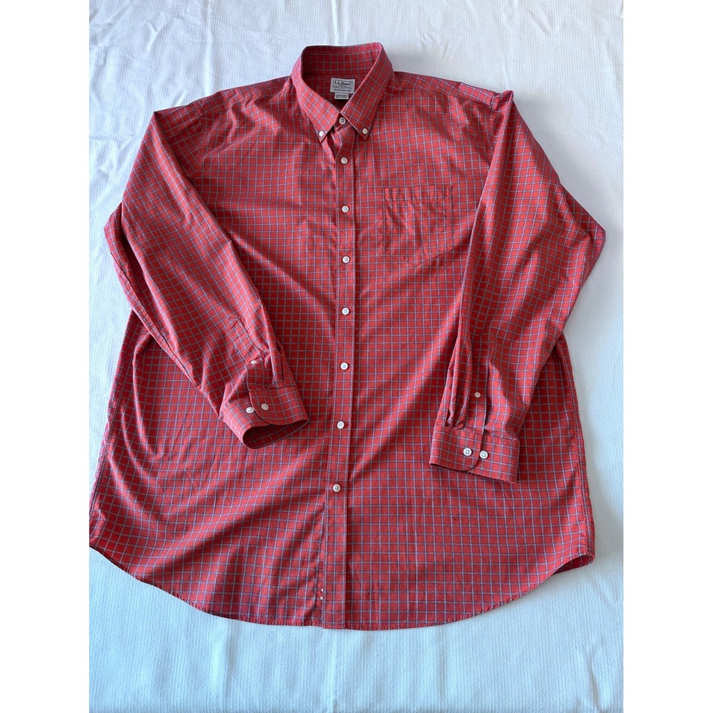 LL Bean Mens Traditional Fit‎ Plaid Long Sleeve Button Down Shirt XXL Tall